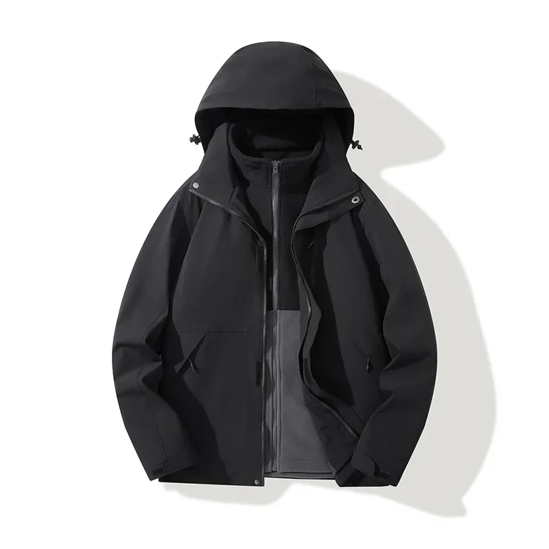 

Men's Outdoor Cycling Sports Windproof Breathable Fleece Jacket Autumn and Winter Cold Proof and Warm Three in One Cotton Jacket