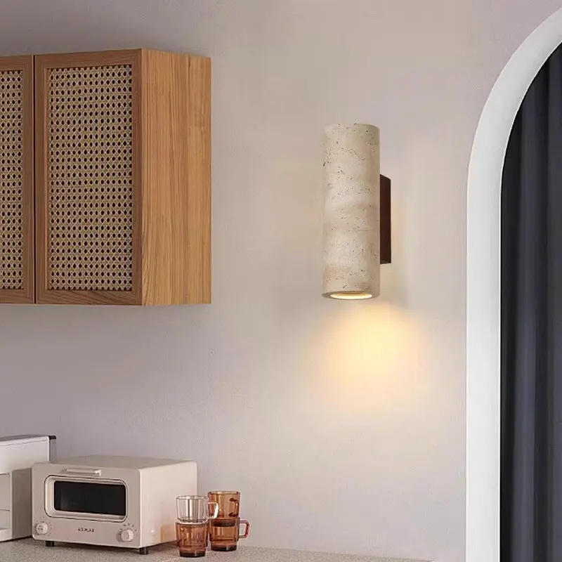 High Quality Led Wall Lamp Travertine Natural Stone Sconce Light With E27 Bulb for Bedroom Living Room BB634DL
