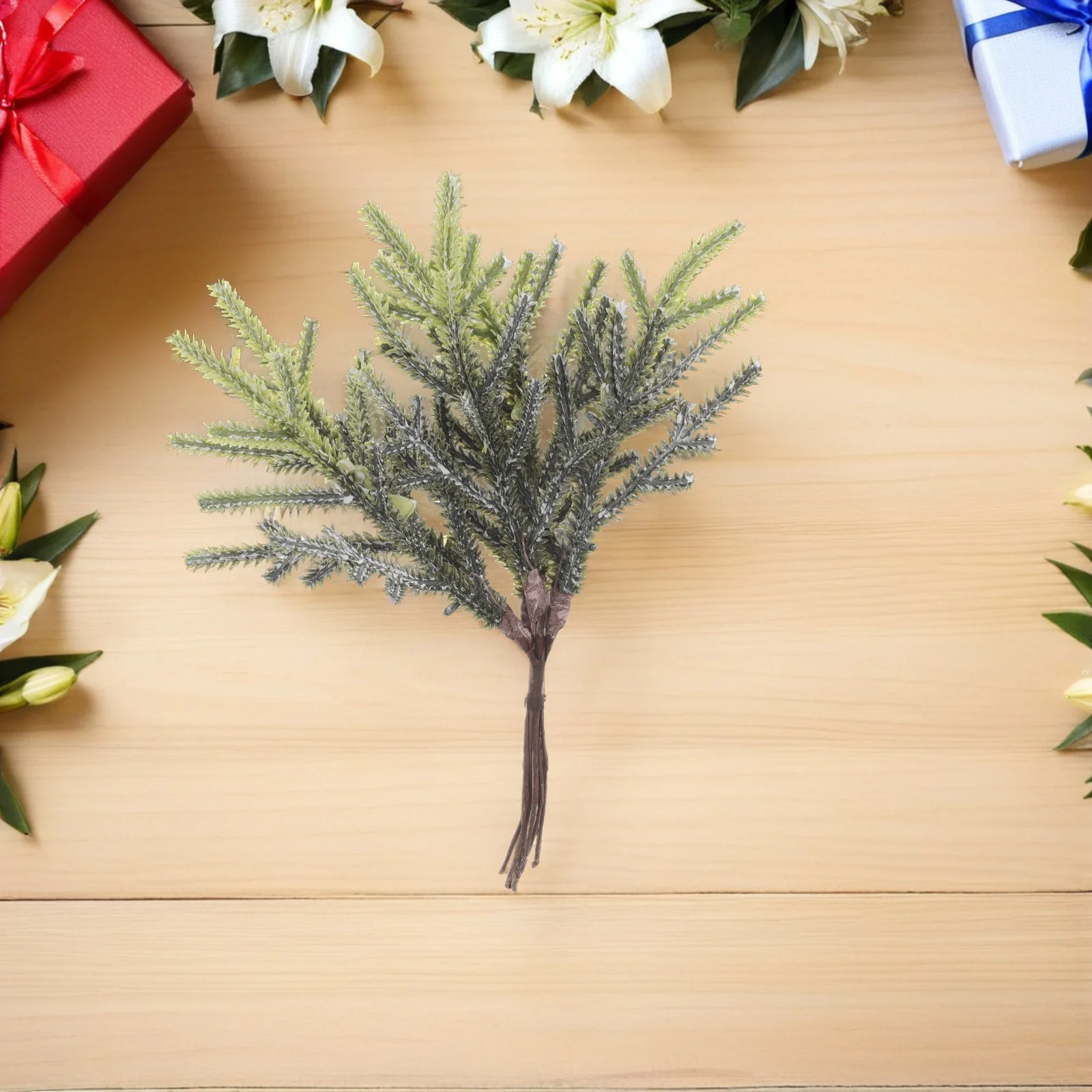 

60pcs Artificial Pine Branches Faux Greenery Stem For Christmas Tree Filler Holiday Decor Fake Evergreen Branches Xmas Picks