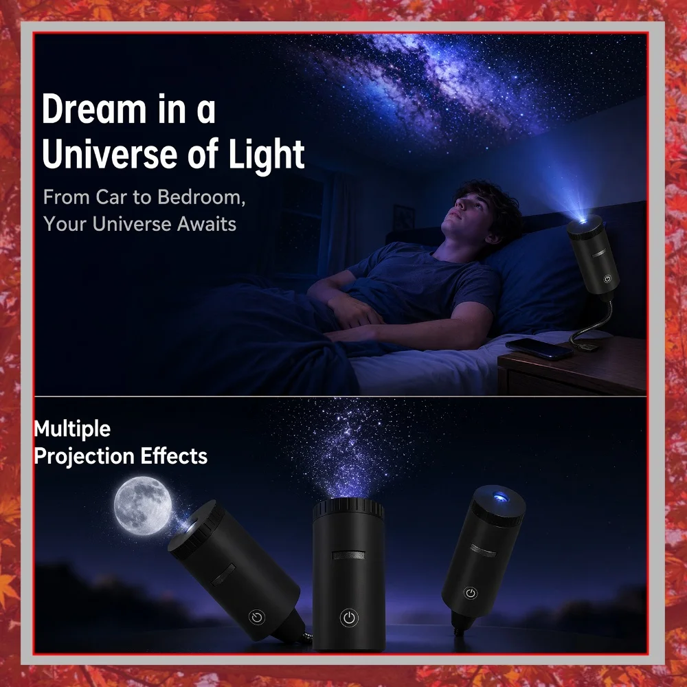 Star Projector Lamp Changeable Patterns & Flexible USB Powered Star Projector for Home Living Room Bedroom Decoration