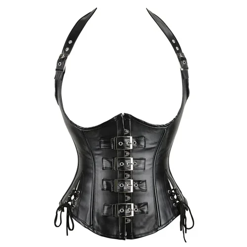 Corsé de cuero debajo del busto para mujer, Cincher de cintura Sexy, Bustier gótico Punk con cordones, corsé Steampunk, forma de corsé, lencería corporal