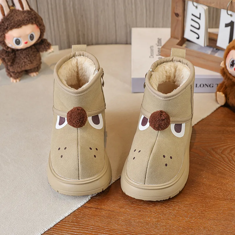 بوتاس موهير موضة أحذية الفتيات لطيف 2025 شتاء جديد للأطفال أحذية الثلوج الراحة عدم الانزلاق الفتيات حذاء من الجلد Zapatos De Mujer