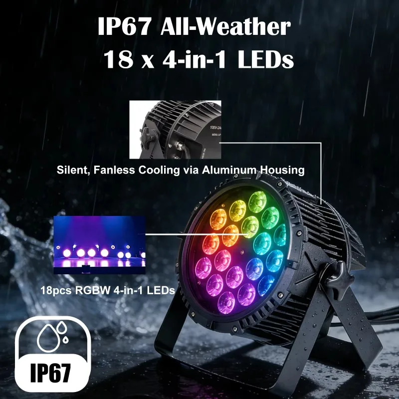 IP67 waterproof 4 in 1 LED moving head light fanless outdoor stage light