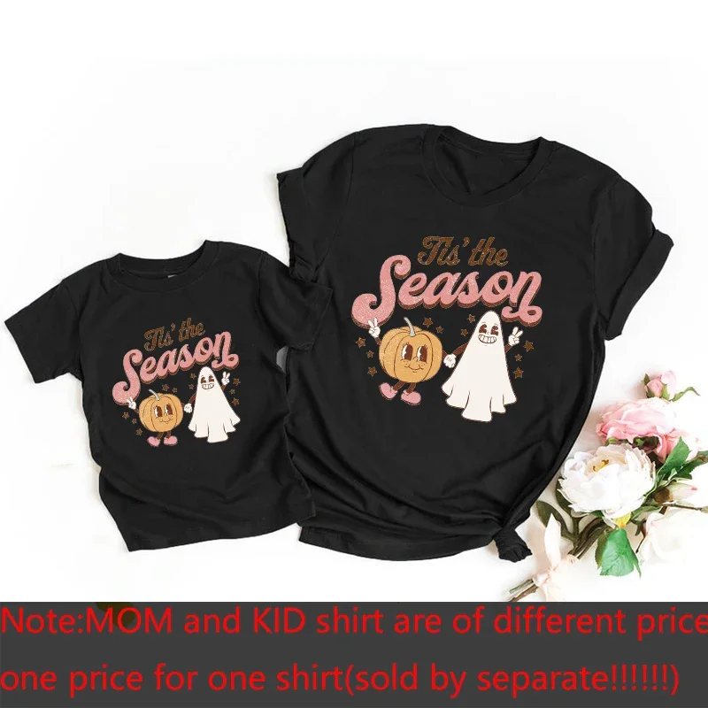 TIS THE SEASON Mommy and Me Shirts Family Look Matching Mother Kids Halloween T-shirts Pumpkin Season Autumn Family Outfits