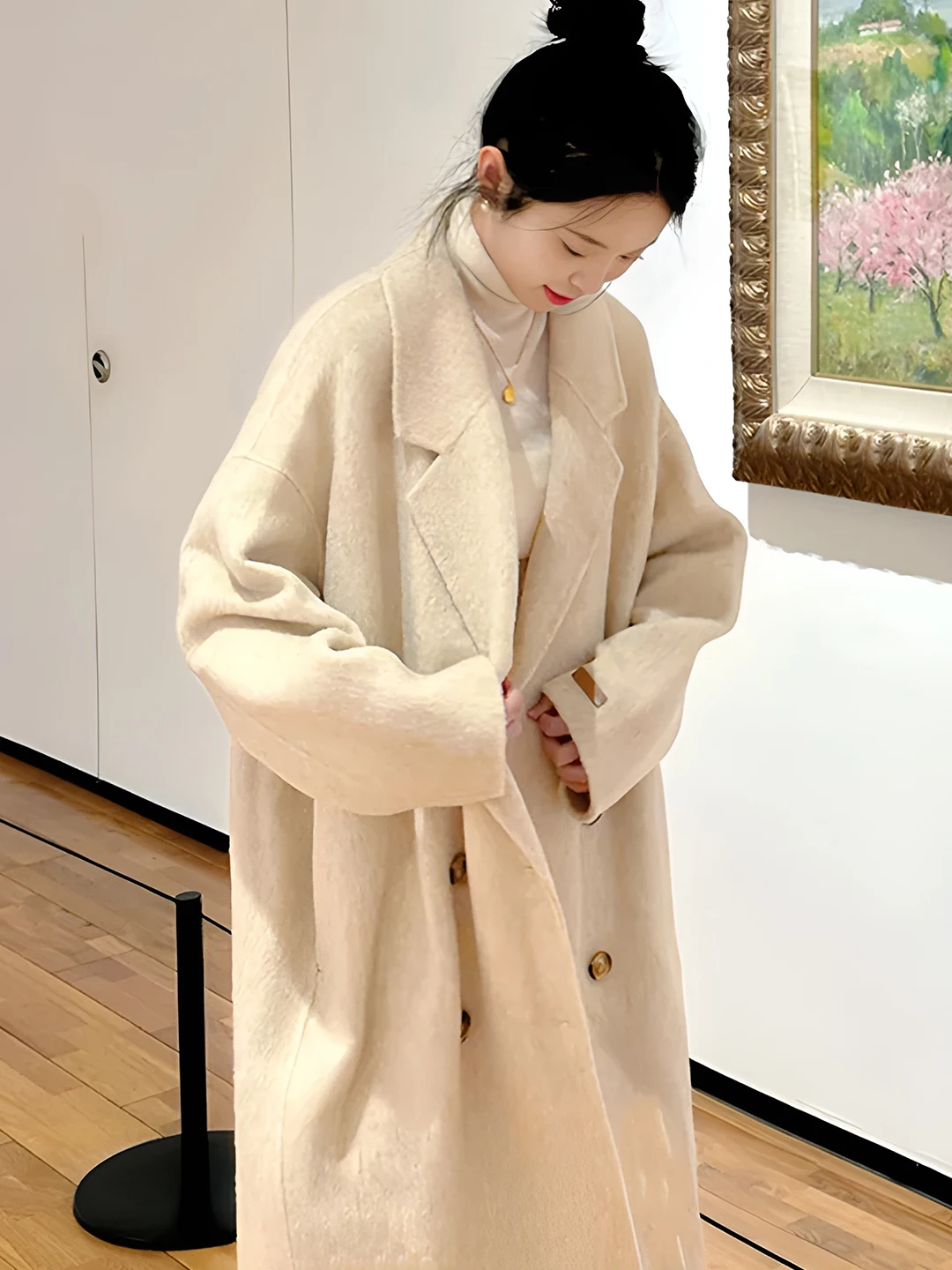 

Двустороннее шерстяное пальто Oaeal в корейском стиле, средней длины, осенне-зимняя новинка, модная сенсация