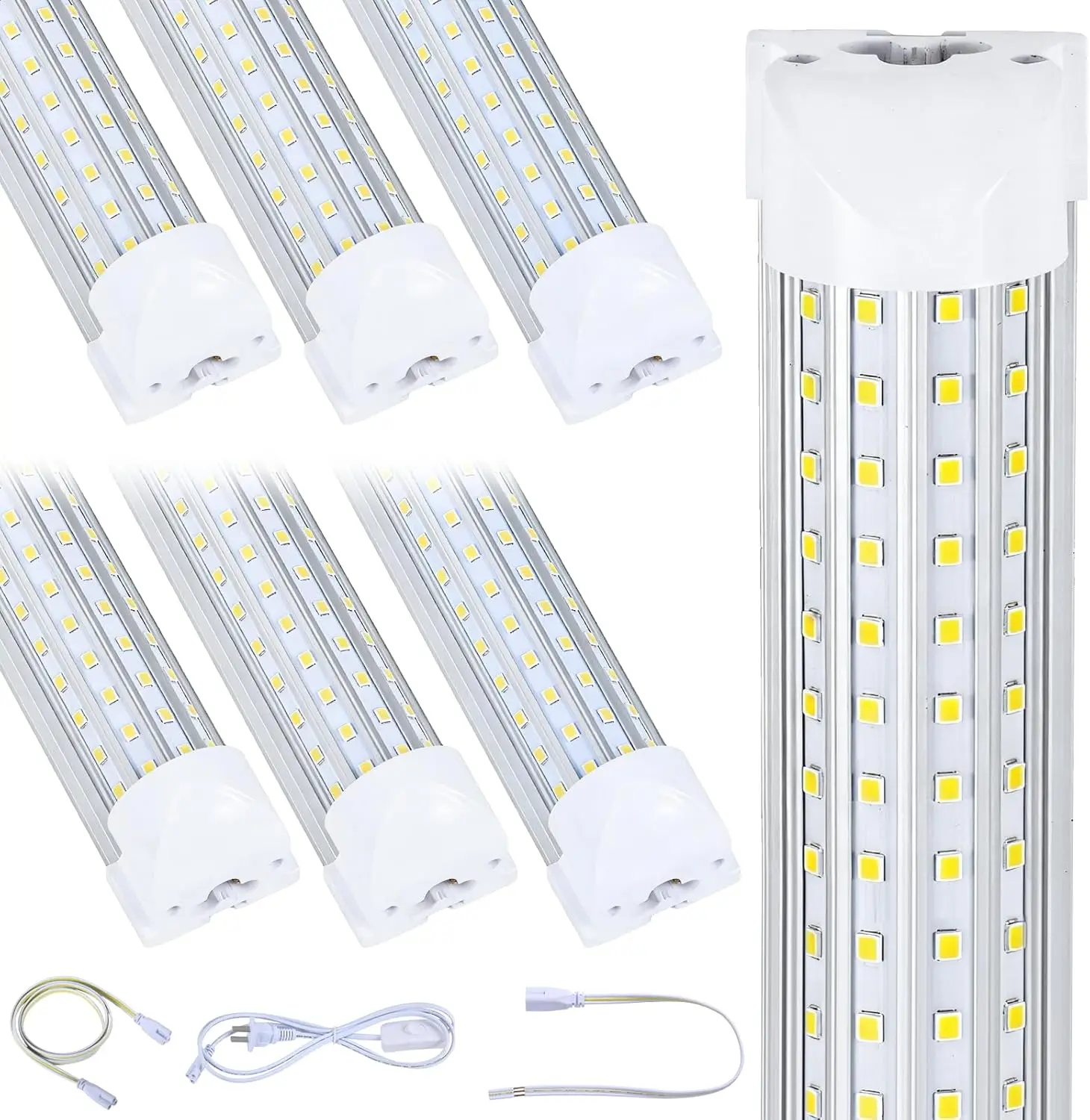 

Набор из 6 светодиодных светильников для мастерской, 8 футов, сверхъяркие, 120 Вт, с возможностью соединения, для освещения гаража