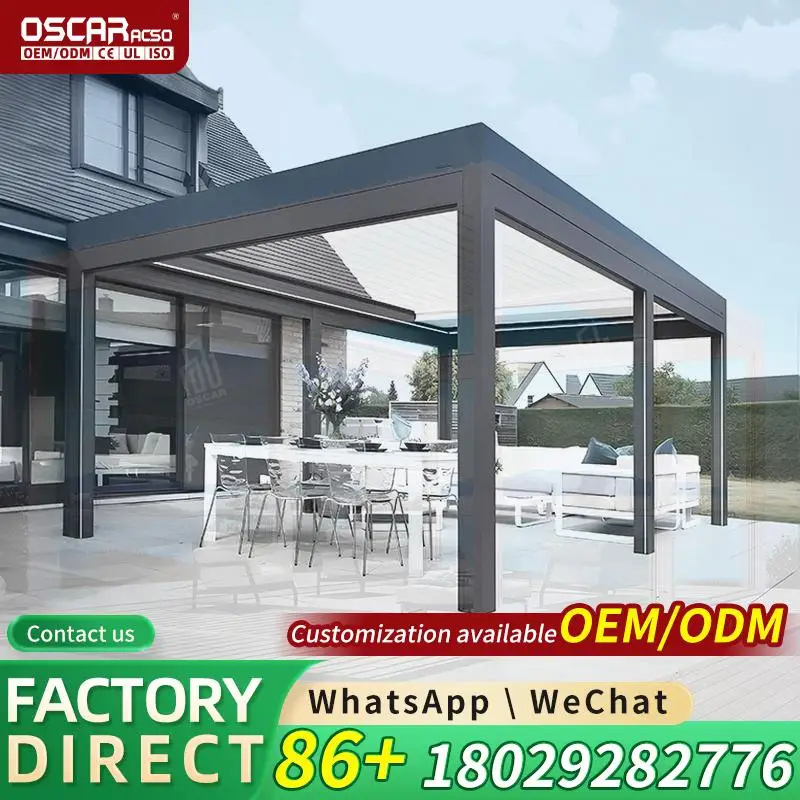 Outdoor Manufacturer Custom Design Garden Pergola Kit Black Galvanized Steel Frame Bracket Powder Coated Finish Backyard Patio D