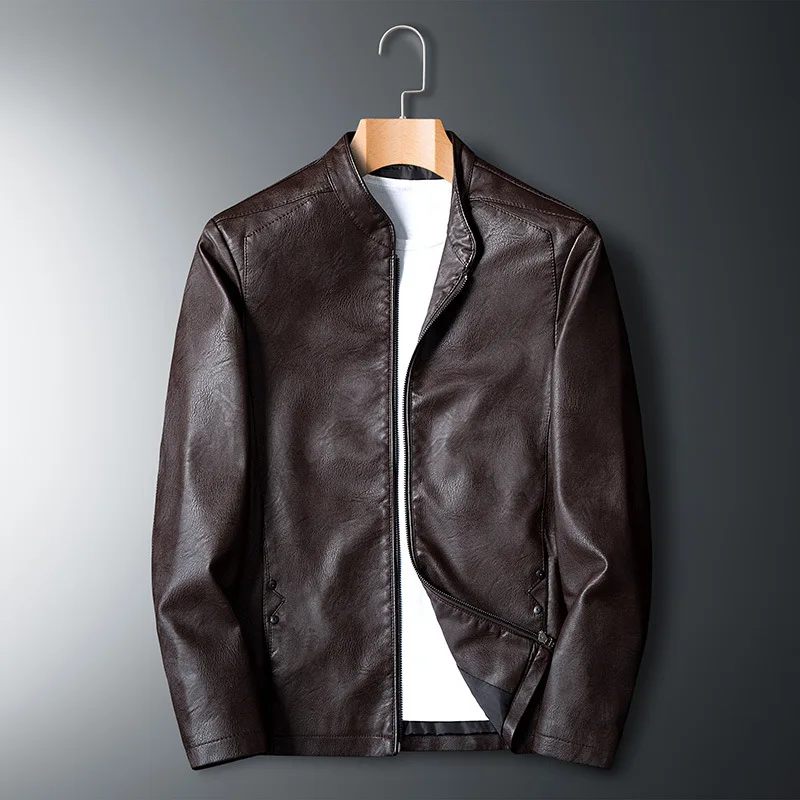 Spring And Autumn New Leather Jacket Men's Clothing Handsome Versatile PU Leather Jacket Men Motorcycle Coat