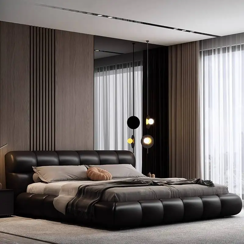 

Black Normal Double Bed Decoration Couples Items Modern Frame Double Bed Storage Luxury Style Cama De Casal Furniture For Home