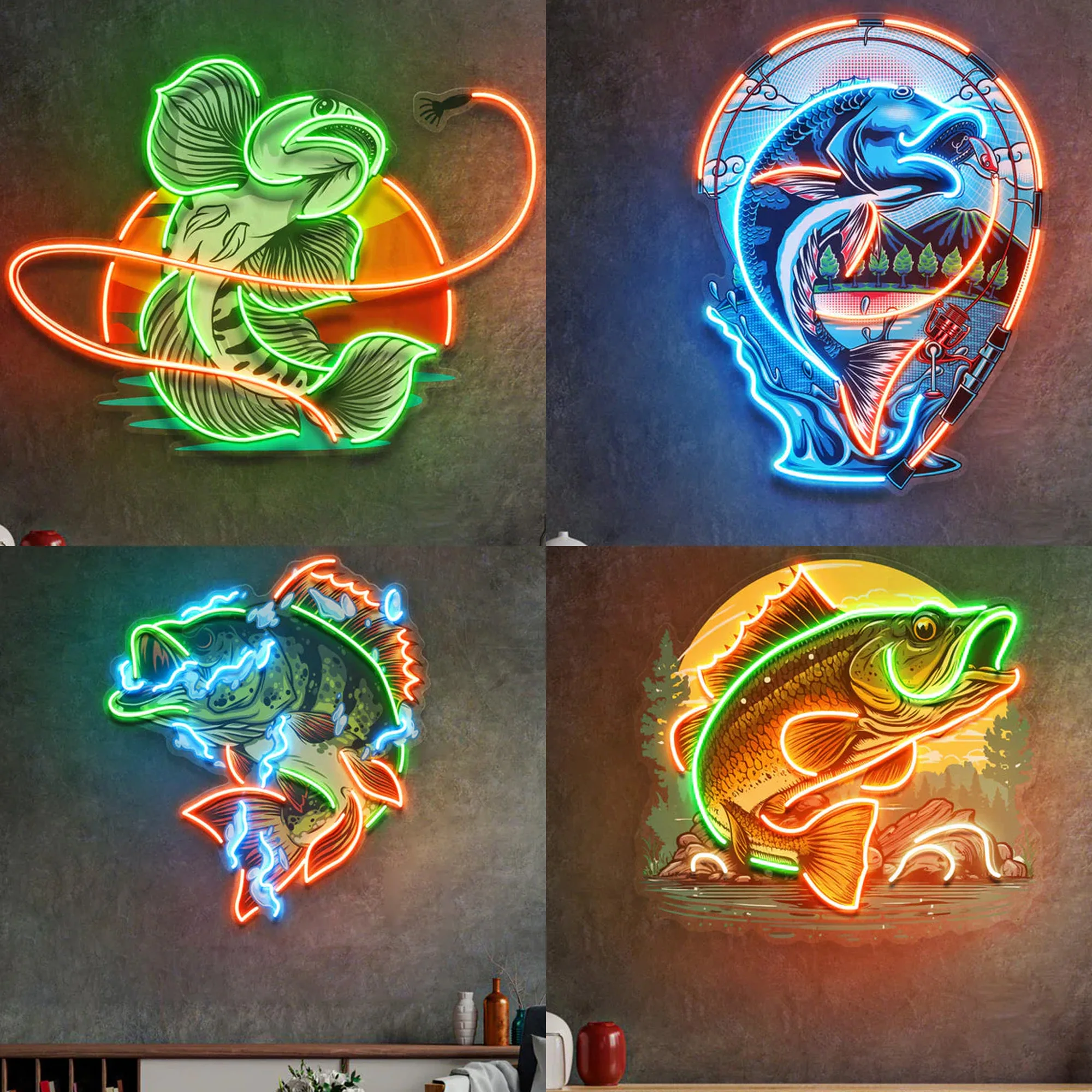 led neon sign light peixe carpa bar pub decoracao de parede casa parede sala pop art fishing lover presentes 01