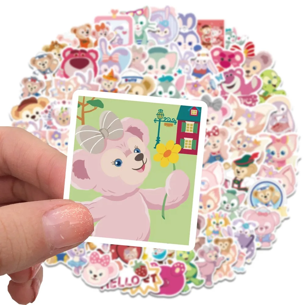 100 pçs disney duffy urso estrela orvalho adesivos decoração diy telefone notebook mala portátil geladeira graffiti dos desenhos animados adesivo