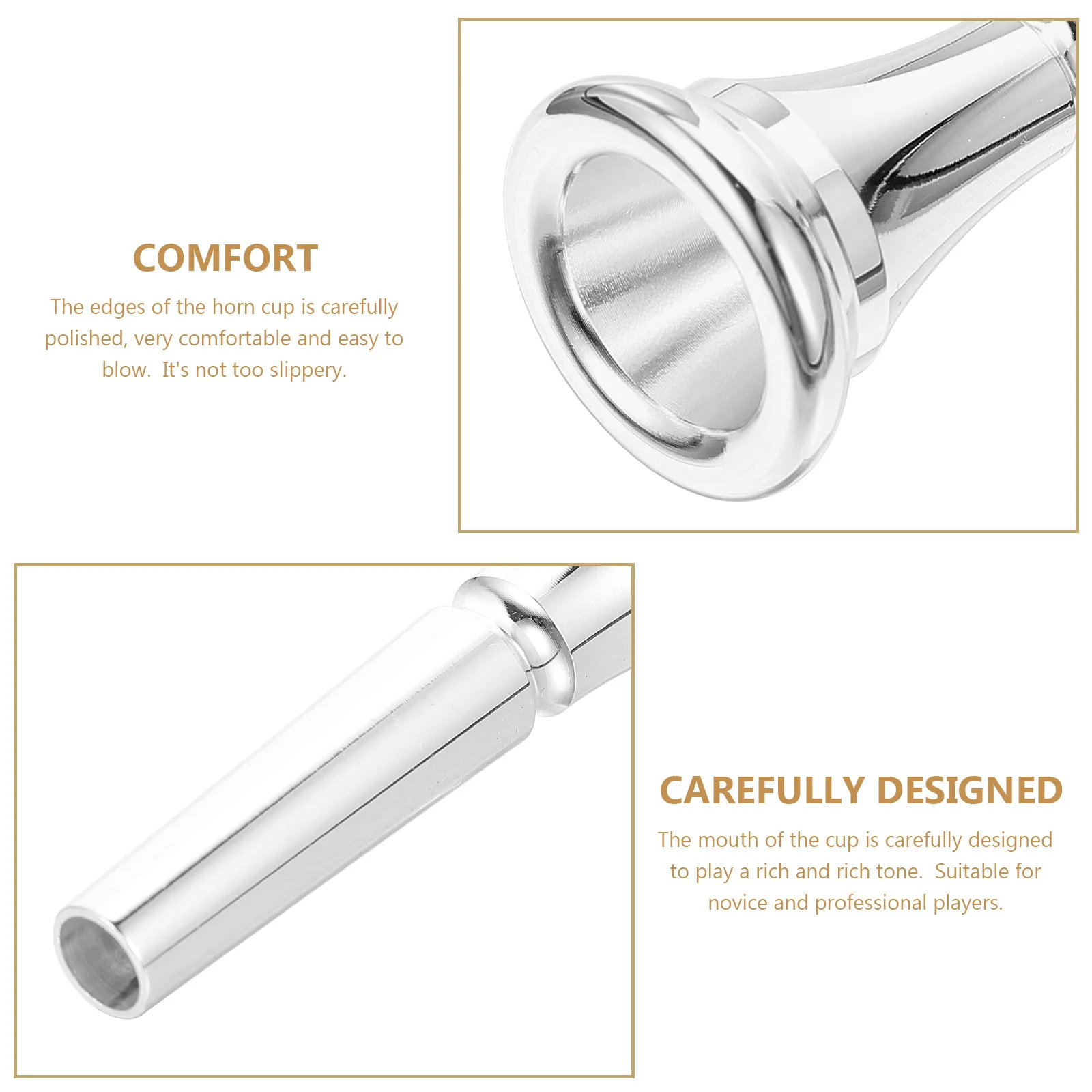 

French Horn Mouthpiece Copper Silver Durable Smooth Surface Wear Resistant Easy Cleaning Good Sound Portable Practice
