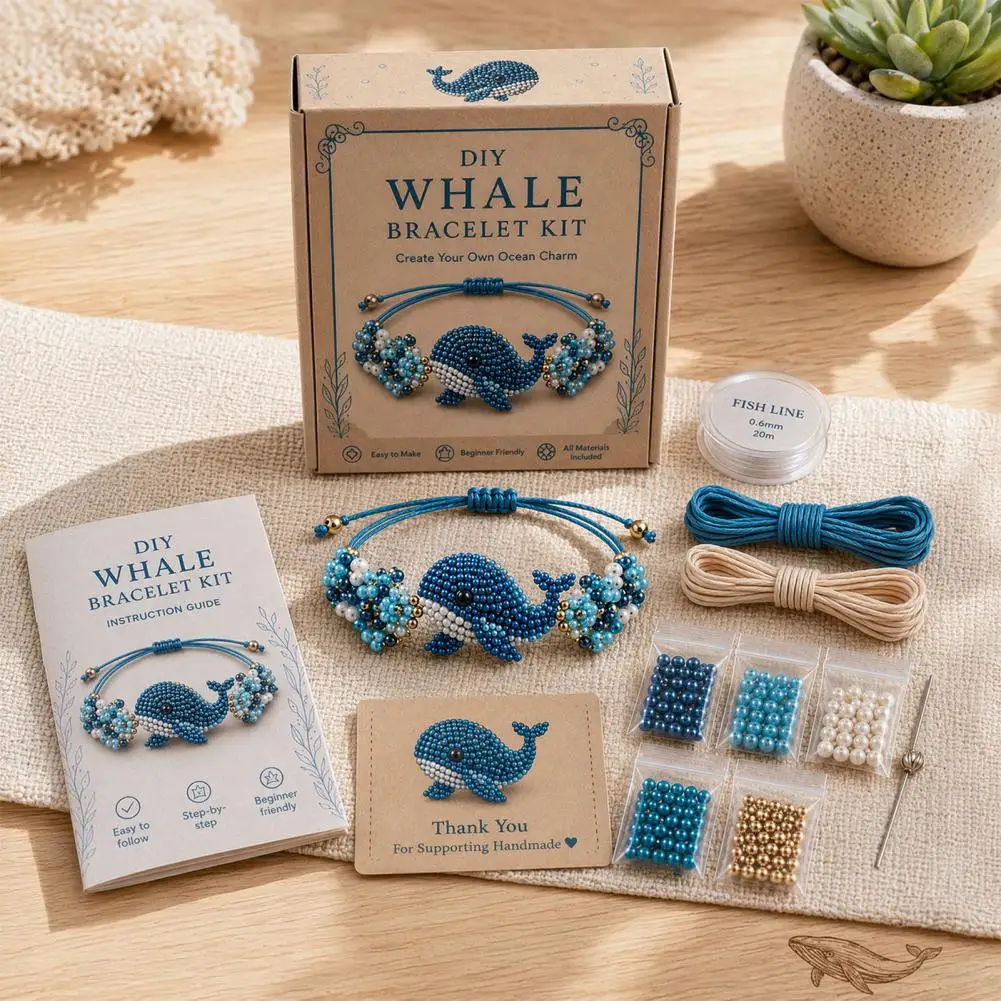 Animal DIY Beaded Bracelet Making Kit Cute Charms Jewelry Craft Set Creative Friendship Bracelet Gift for Girls Teens