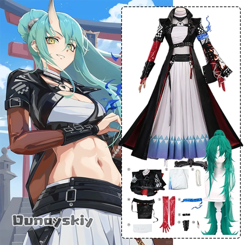 

Женский костюм для косплея Arknights Hoshiguma the Breacher{Dream ZS}Hoshiguma ‌ Маскировка на Хэллоуин, женский костюм, кожаный халат, комплект париков