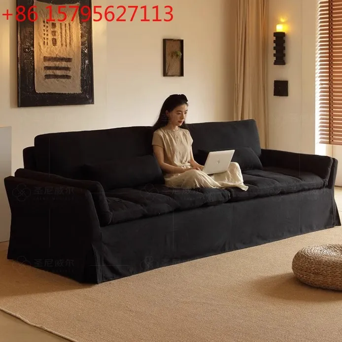 

Linen cotton linen Yilan sofa living room small apartment can be fully dismantled and washed fabric sofa