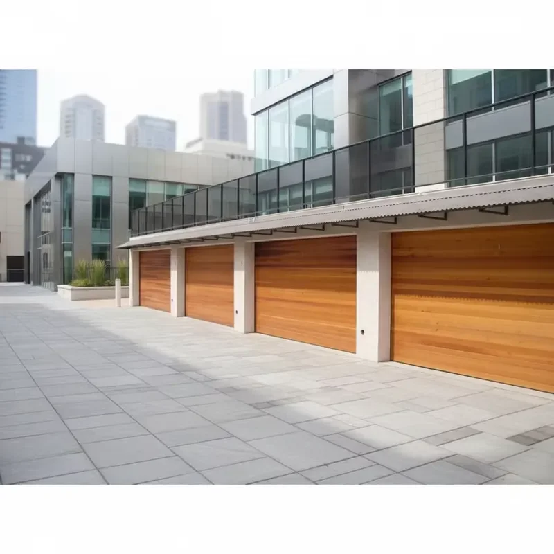 Modern Automatic Sectional Overhead Garage Door Insulated Steel Wood Grain CE Certified Flush Panel for Villa