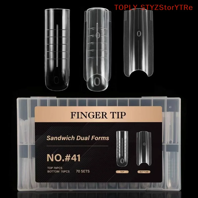 140/280pcs Sandwich Dual Nail Forms Extensions-Dual Forms Top Bottom Mold Long Square Almond Nail Art Forms Manicure Tool