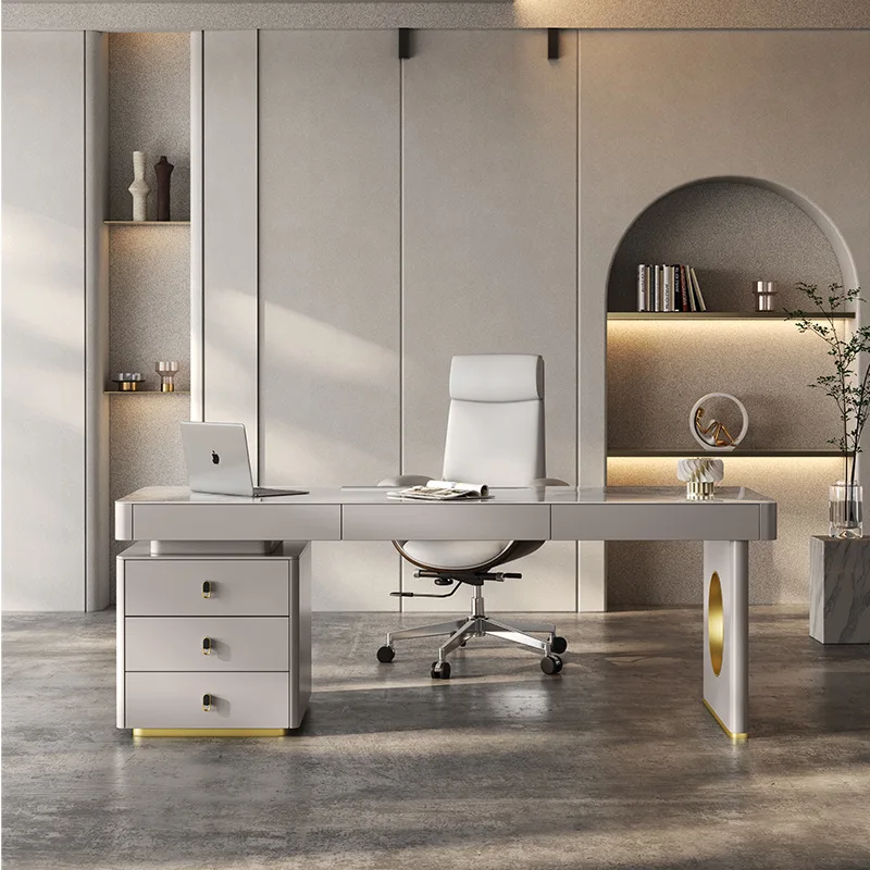 

Modern minimalist slate desk, light luxury office desk designer, high-end desktop computer desk, household writing desk