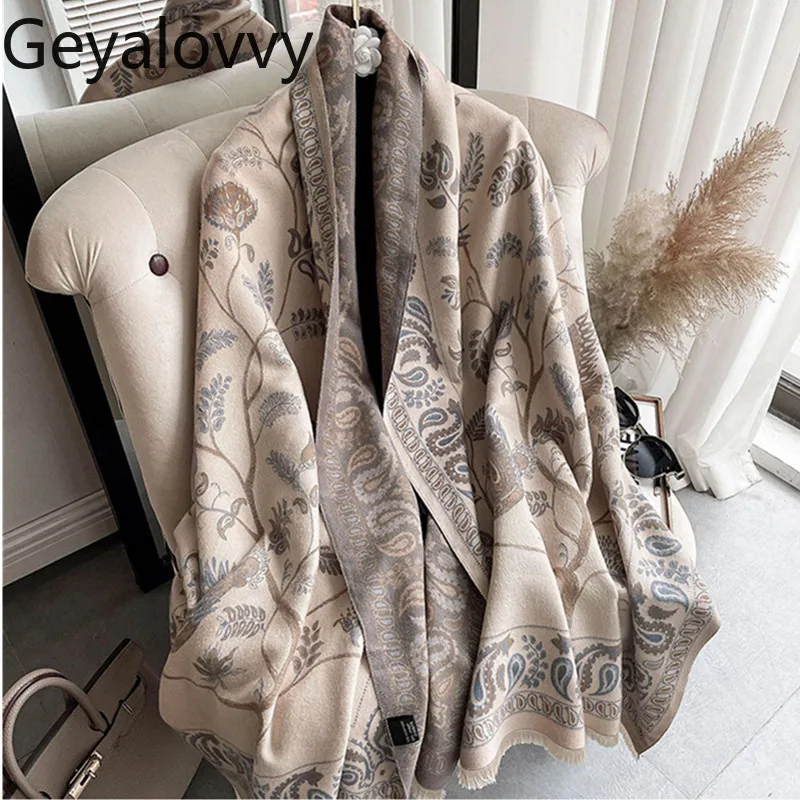 

Осень-зима, новый модный шарф, милый женский высококачественный шаль из искусственного кашемира, универсальные женские теплые шарфы с принтом