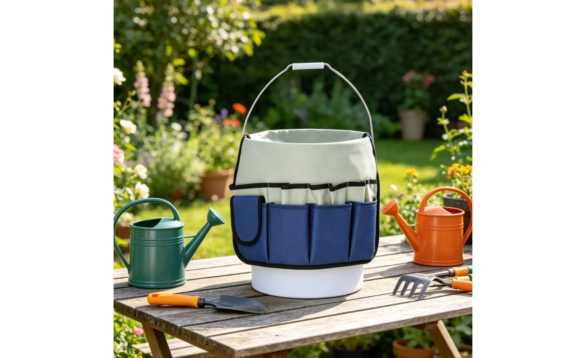 Gardening Tool Tote Large Capacity Multi-Pocket Tool Organizer Canvas Container Bag Waterproof Sturdy-Duty for Construction Site