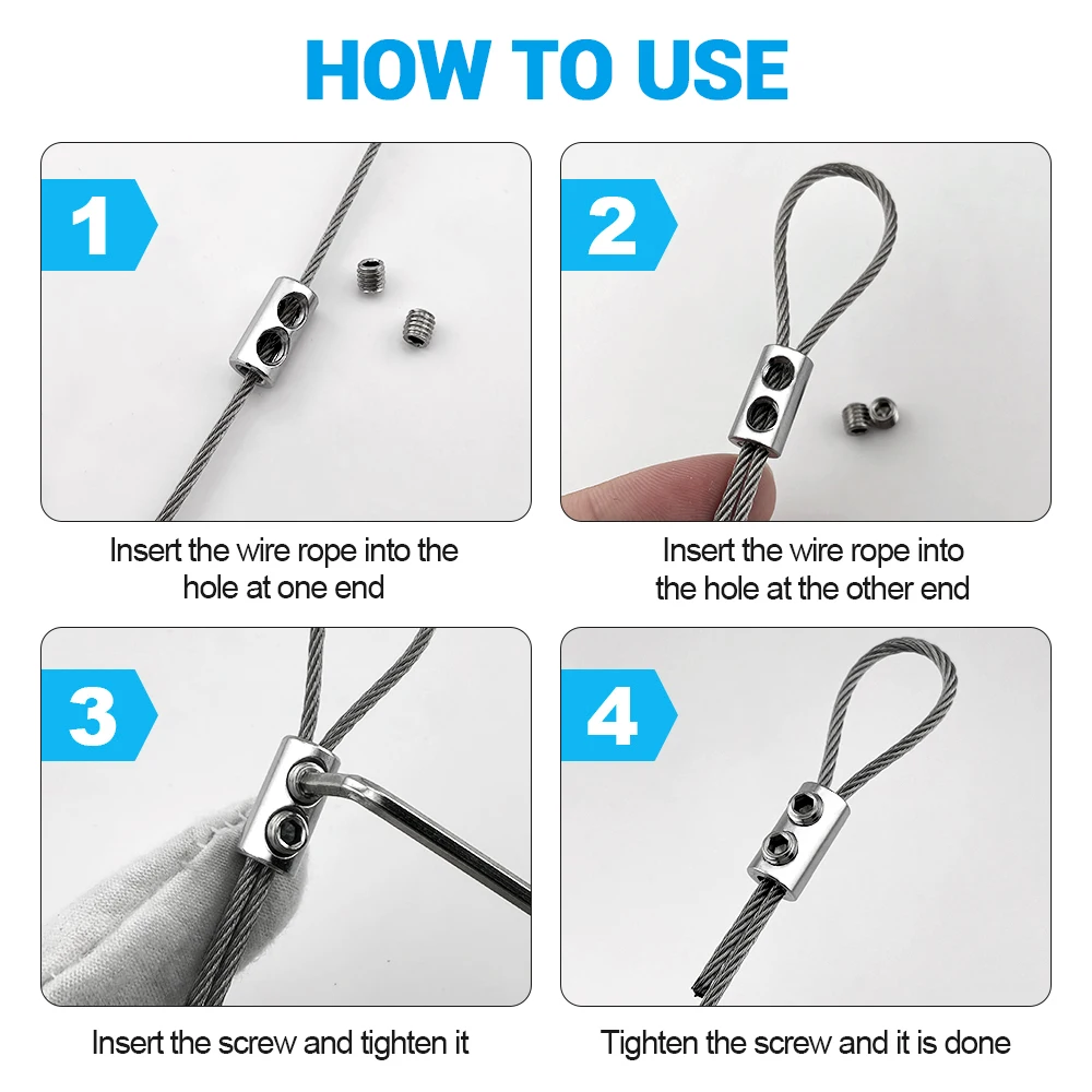2-4PCS 2mm/3mm 304 Stainless Steel Wire Rope Fixing Kit with PVC Coating for Hanging Picture Frames Lighting Fixtures Potted