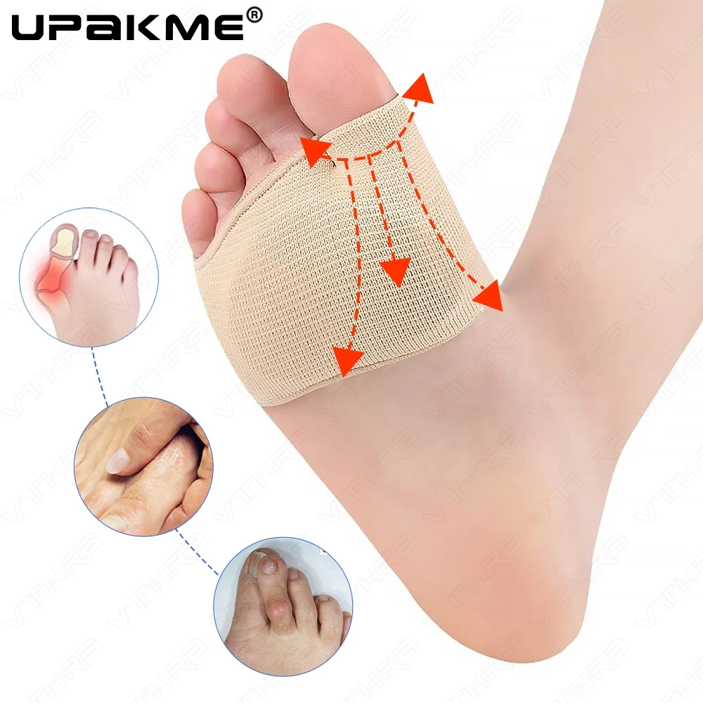 UPAKME Half Toes Bunion Soles Forefoot Silicone Metatarsal Sleeve Pads Gel Cushions Half Sock Supports Prevent Calluses Blisters