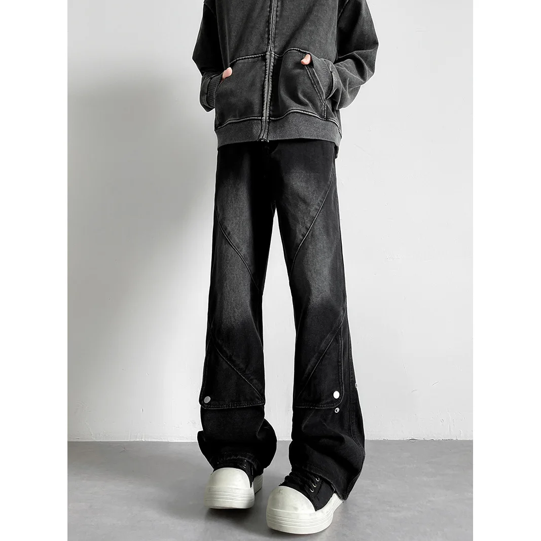 

Джинсы в американскую клетку в стиле ретро, мужские и женские повседневные брюки с прямыми штанинами и микро-расклешенными брюками в стиле ретро