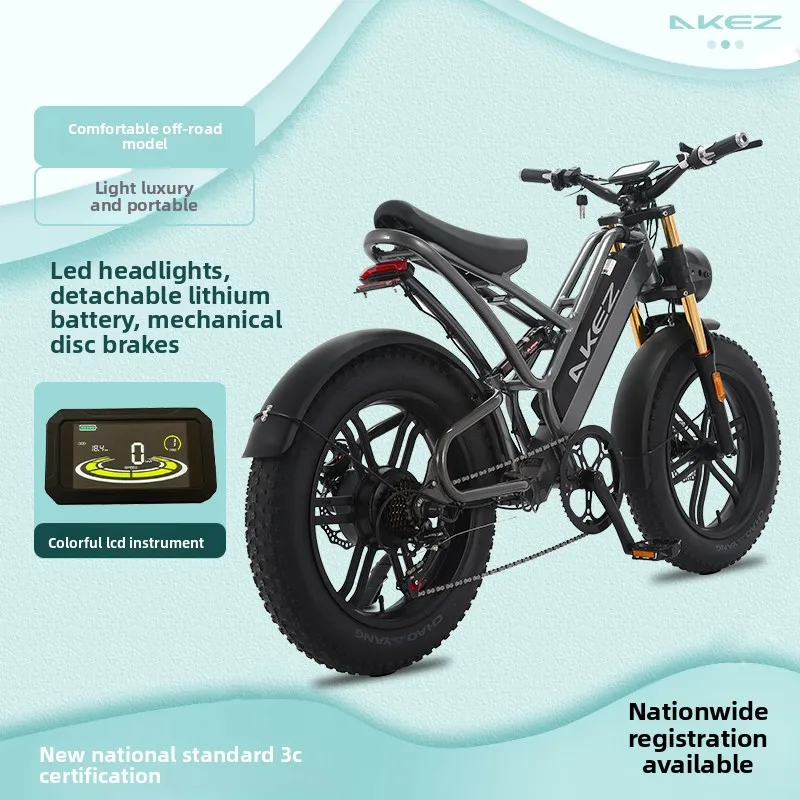 new 20-Inch Aluminum Alloy Soft-Tail Dual-Shock Off-Road Mountain Bike - Fat-Tire Snow-Ready Power-Assisted Version