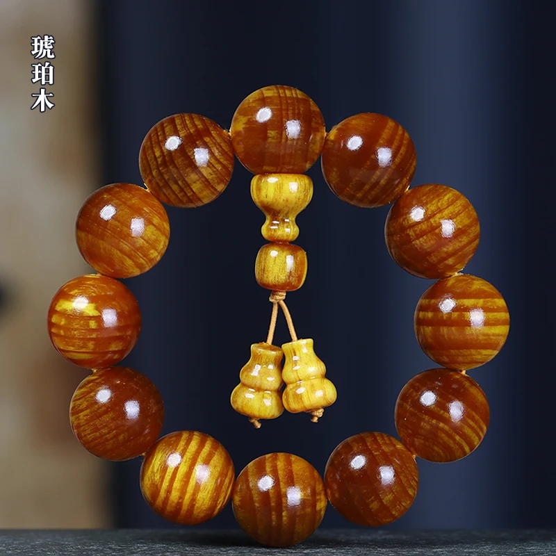 

Pine Torches Coated Pulp Curing Full Transparent Amber Wood Pine Nut Gourd Bracelet Buddha Beads Amusement Article Bracelet