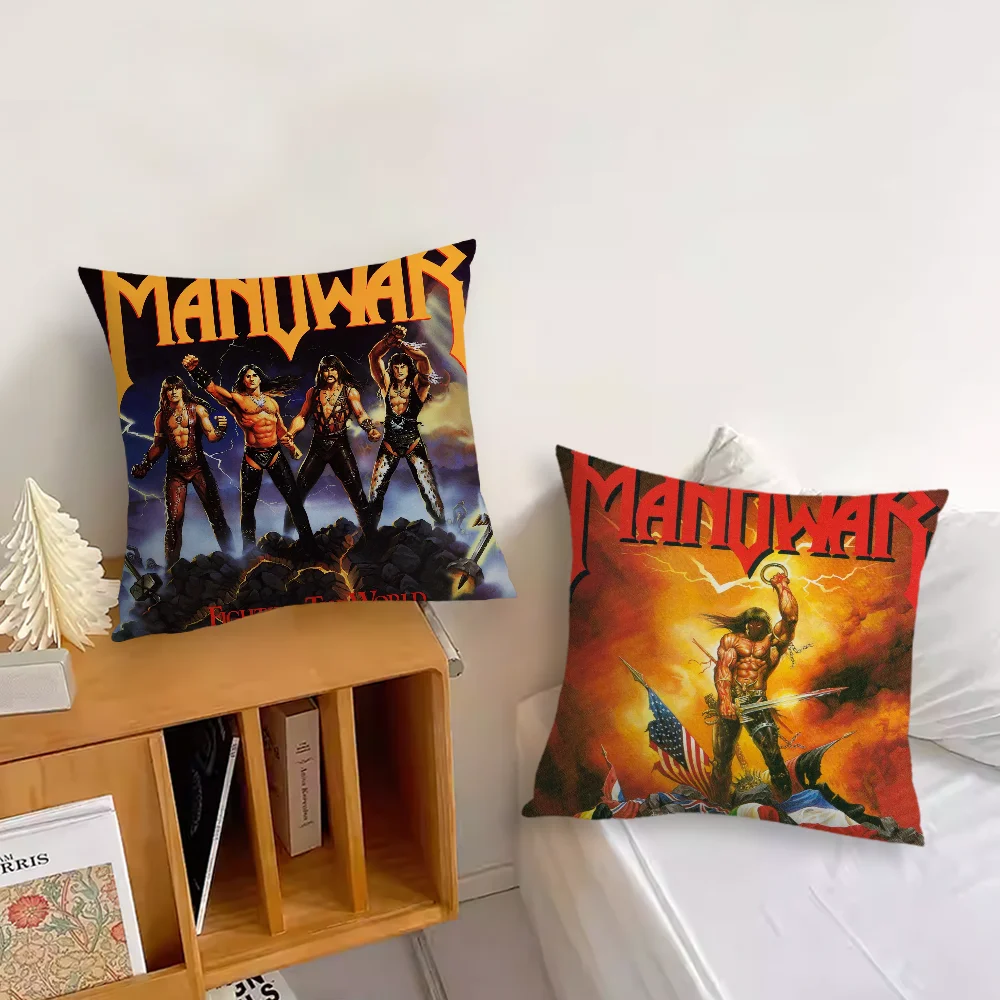 American Metal Band  Pillow Case For Sofa Bedroom Living Room Office Bedside Manowars Table Backrest Cushion Printing Square