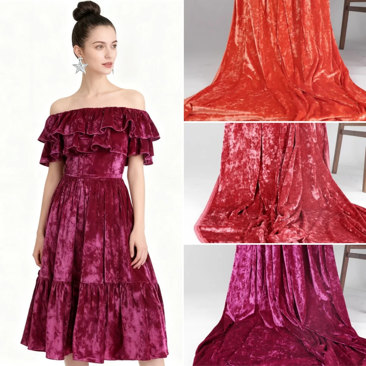 

High end velvet fabric solid color soft and thick elastic fabric sewing clothing furniture cloaks shirts DIY fabric