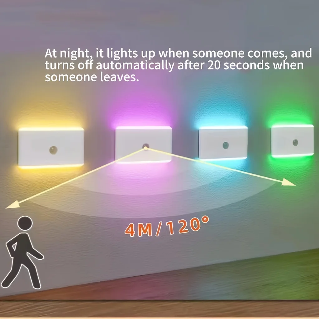 

1pc USB Rechargeable LED Motion Sensor Light, 157.48inch/120° Ultra-Thin Induction Lamp, RGB Cabinet Lighting for Hallways, Stor