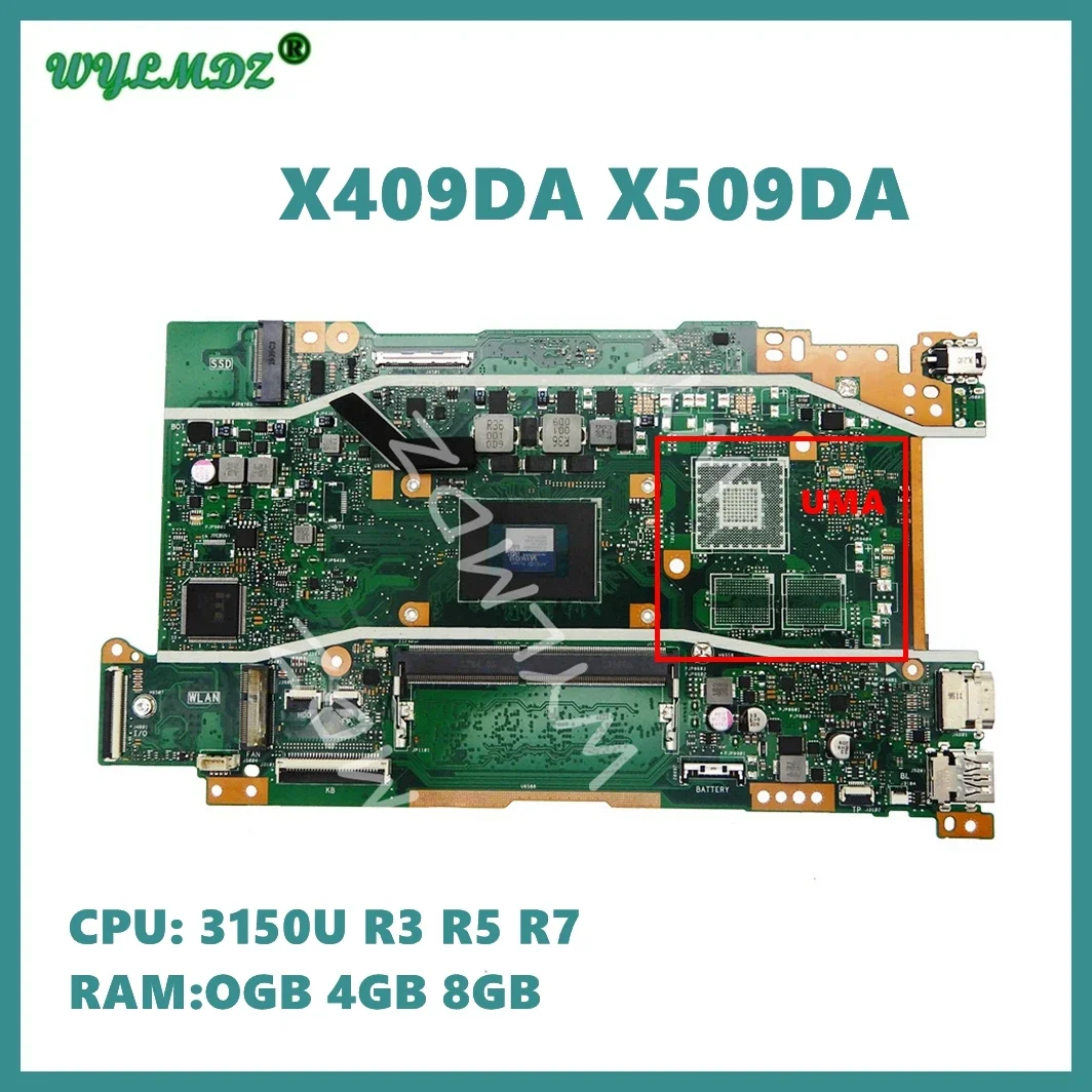 X409DL 3150U R3 R5 R7 CPU 0G /4G/8G-RAM Laptop Motherboard For ASUS X409DA X409DJ X409DL X509DA X509DL X509DJ M590DA Mainboard