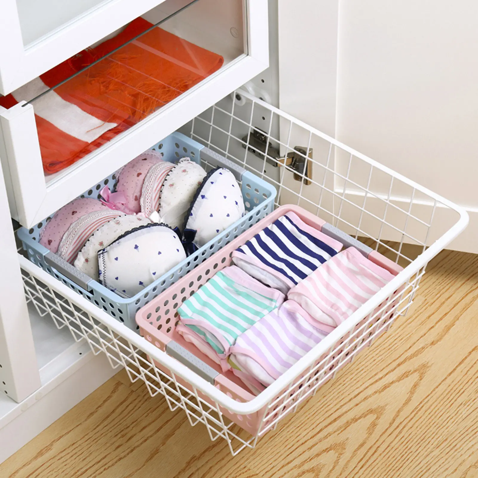 3pcs Plastic File Storage Basket Large Hollow Out Desktop Organizer For Office Home Document Container Smooth Surface Side