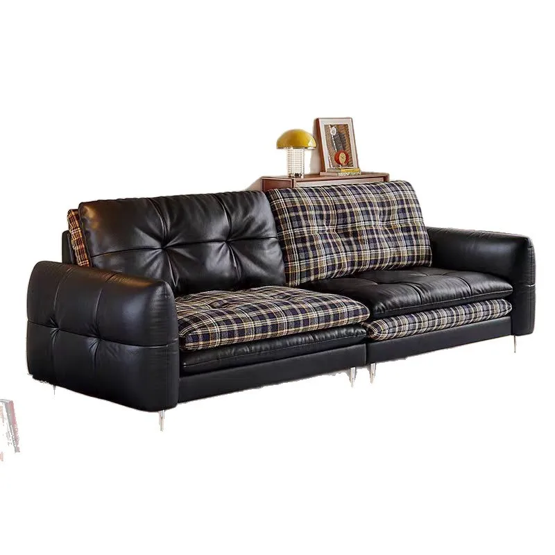 yjq medieval leather sofa straight row two sides can switch at will multi-functional fabric leather bag sofa