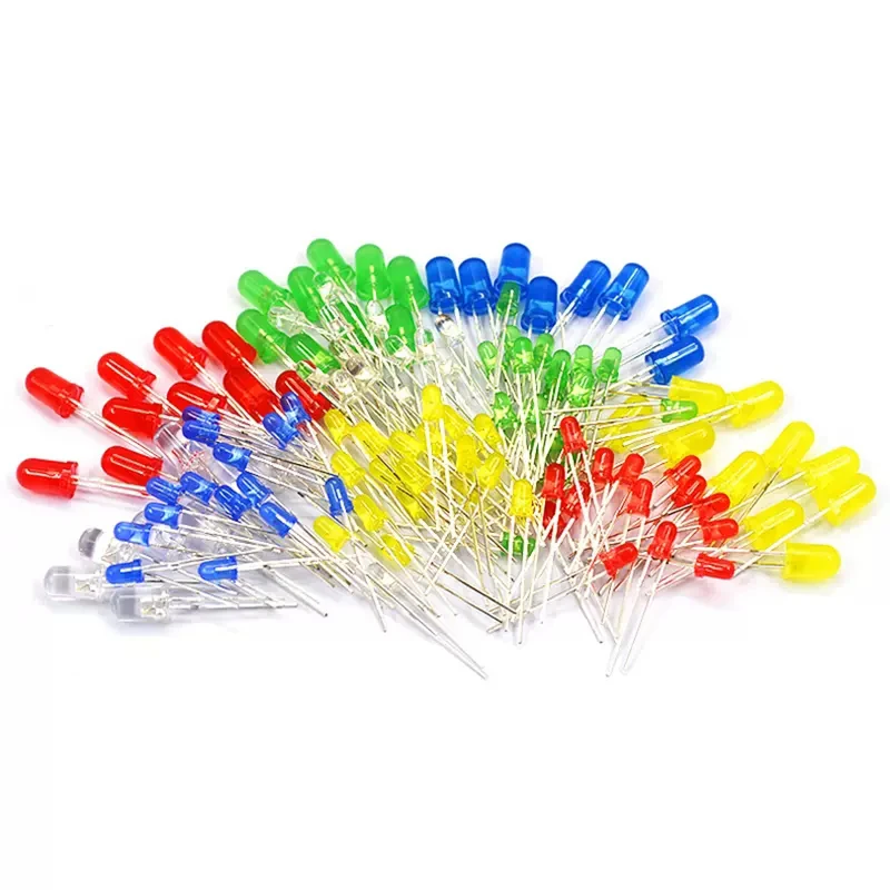 100pcs 3mm 5mm LED Light White Yellow Red Green Blue Assorted Kit DIY LEDs Set electronic diy kit