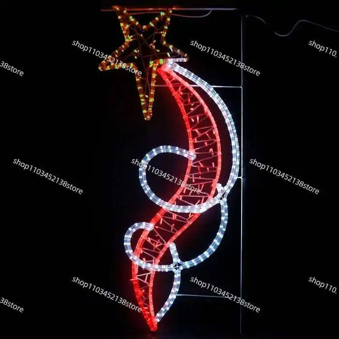 Outdoor Waterproof Street Landscape Lighting Decoration 2d Street Pole String Star Pattern Light Christmas Light Decoration