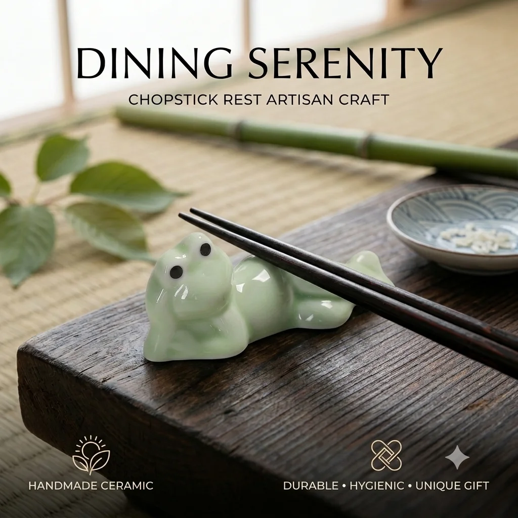 1pcs Creative Ceramic Chopsticks Holder Cute Frog Shape Chopsticks Spoon Fork Ware Rest Rack Kitchen Tableware Decors