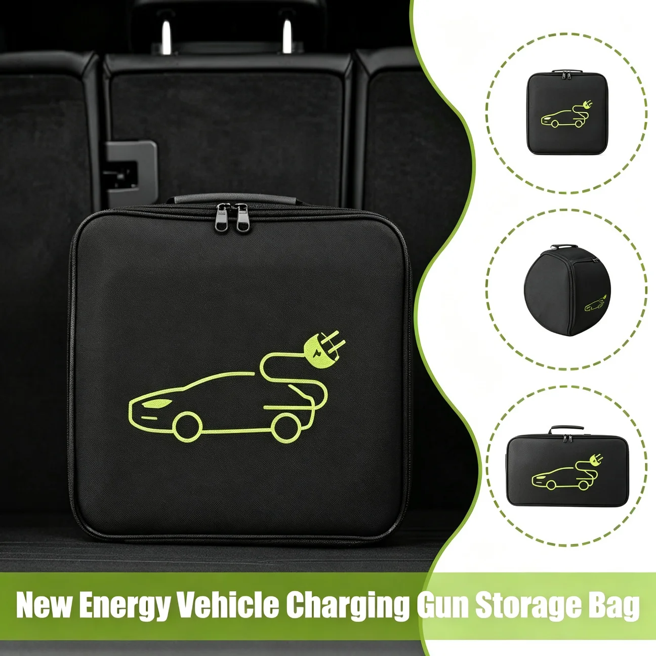 Storage Carry Bag Electric Car Charger Plugs EV Car Charging Cable Handled Bag Waterproof Car Charging Cable Storage Bag