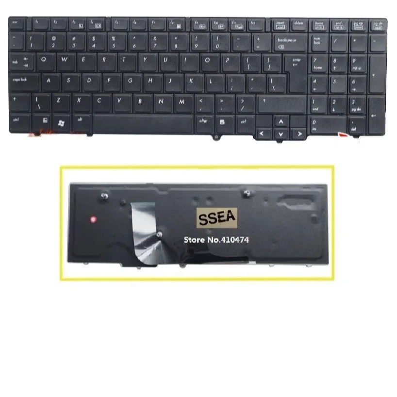 New Laptop US English Keyboard For HP EliteBook 8540 8540P 8540W Keyboard Without Mouse Rod Black