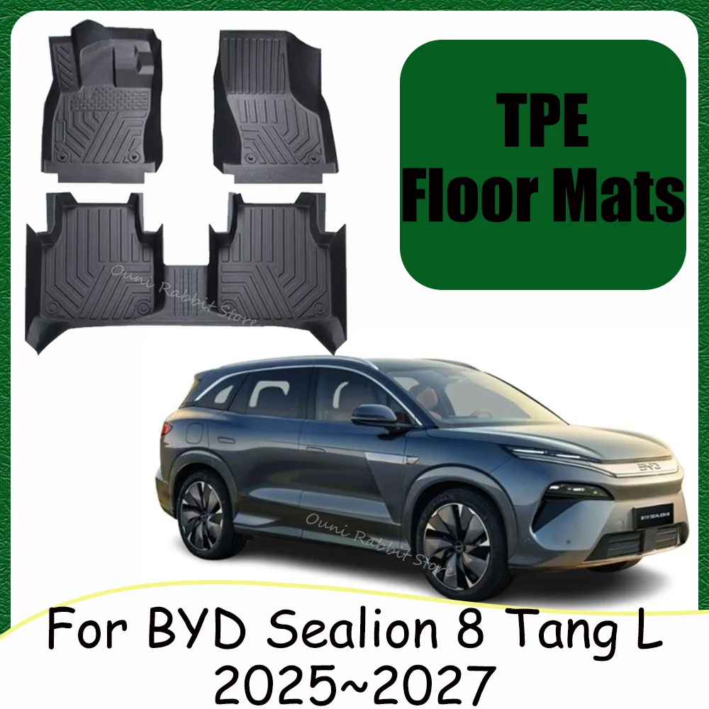For BYD Sealion 8 Tang L 2025~2027 2026 LHD Car TPE Floor Mats Scratch Resistant Carpets Pad Protection Interior Accessories