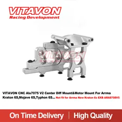 VITAVON CNC Alu7075 V2 Center Diff Mount&Motor Mount For All Arrma 6S,Not For Kraton 6s EXB ARA8708V5