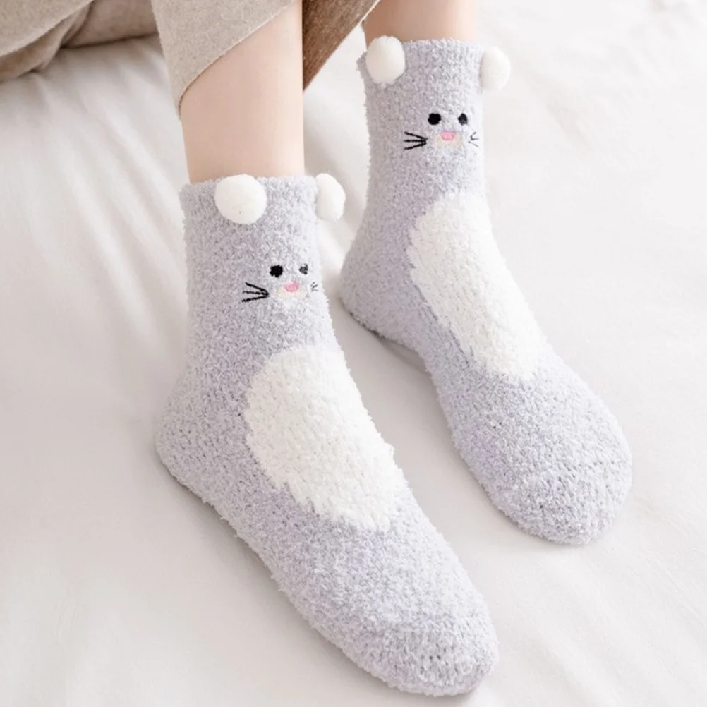 

5Pairs Warm Socks Coral Fleece Safe Breathable Thick Floor Socks Winter Home Sleep Stockings Soft Comfortable Sleeping Stockings