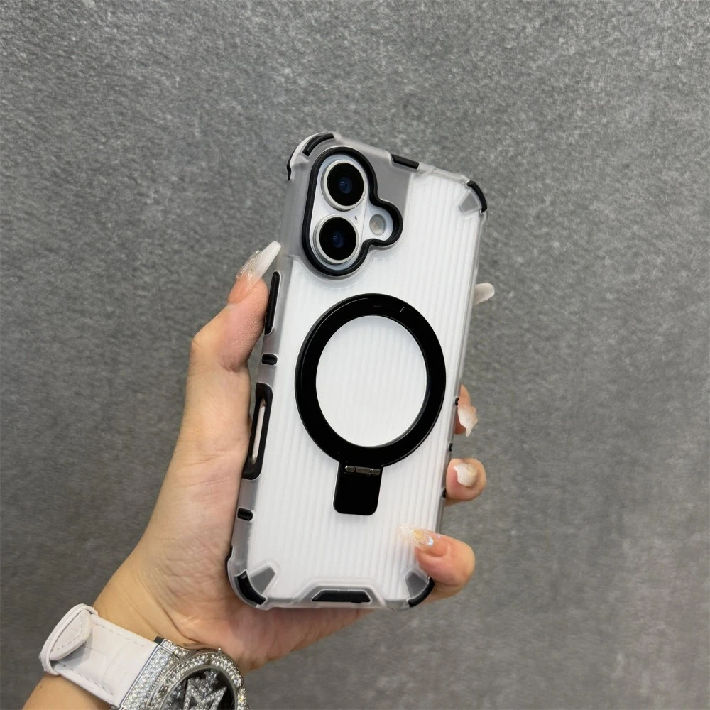 

For iPhone 17 Pro Max Case Starlight White Ring Stand Textured Shockproof Slim Compatible with iPhone 16 15 14 13 12 11