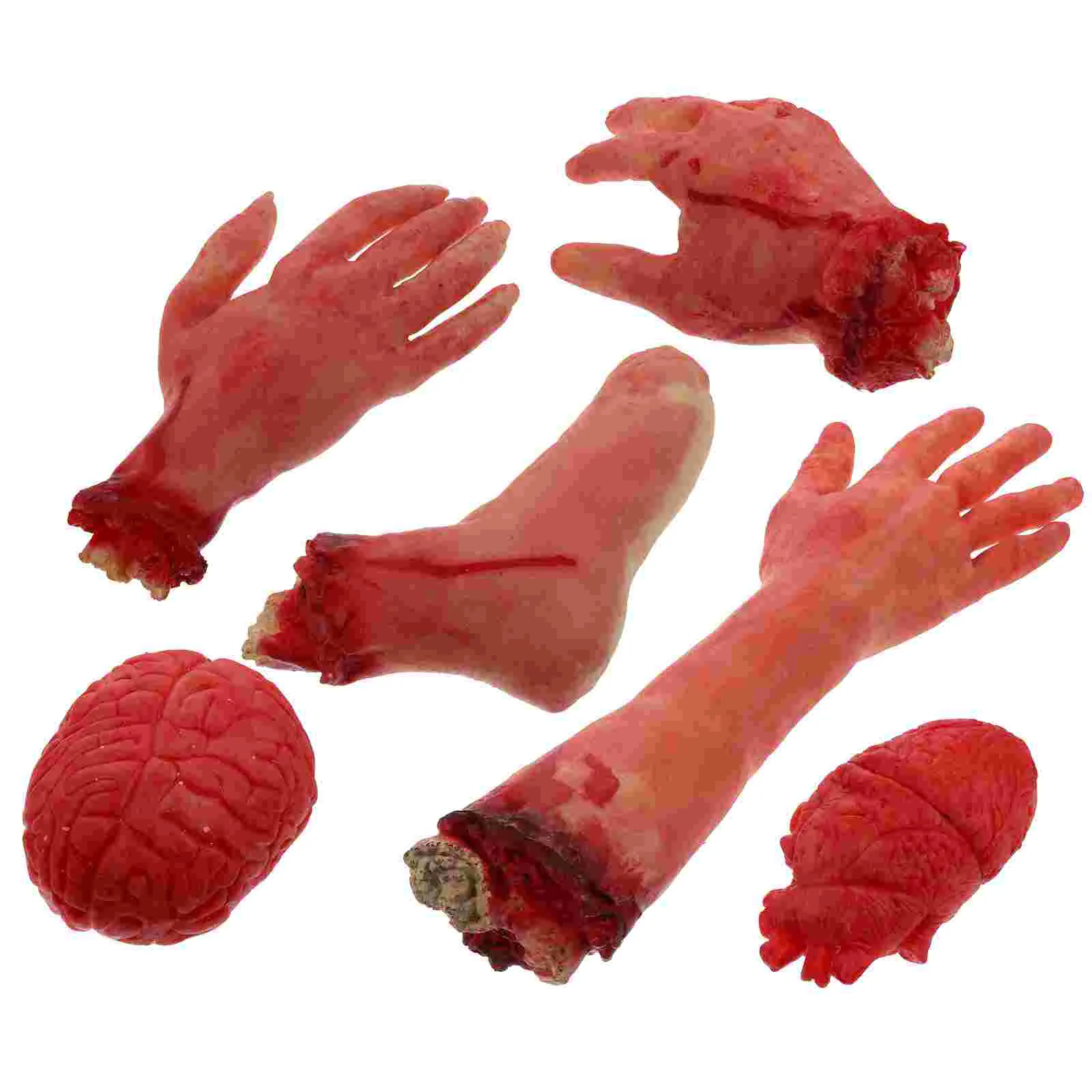 

6 PCS Heart Decorations Halloween Bloody Prop for Party Creative Make up Component Red Haunted House Broken Body