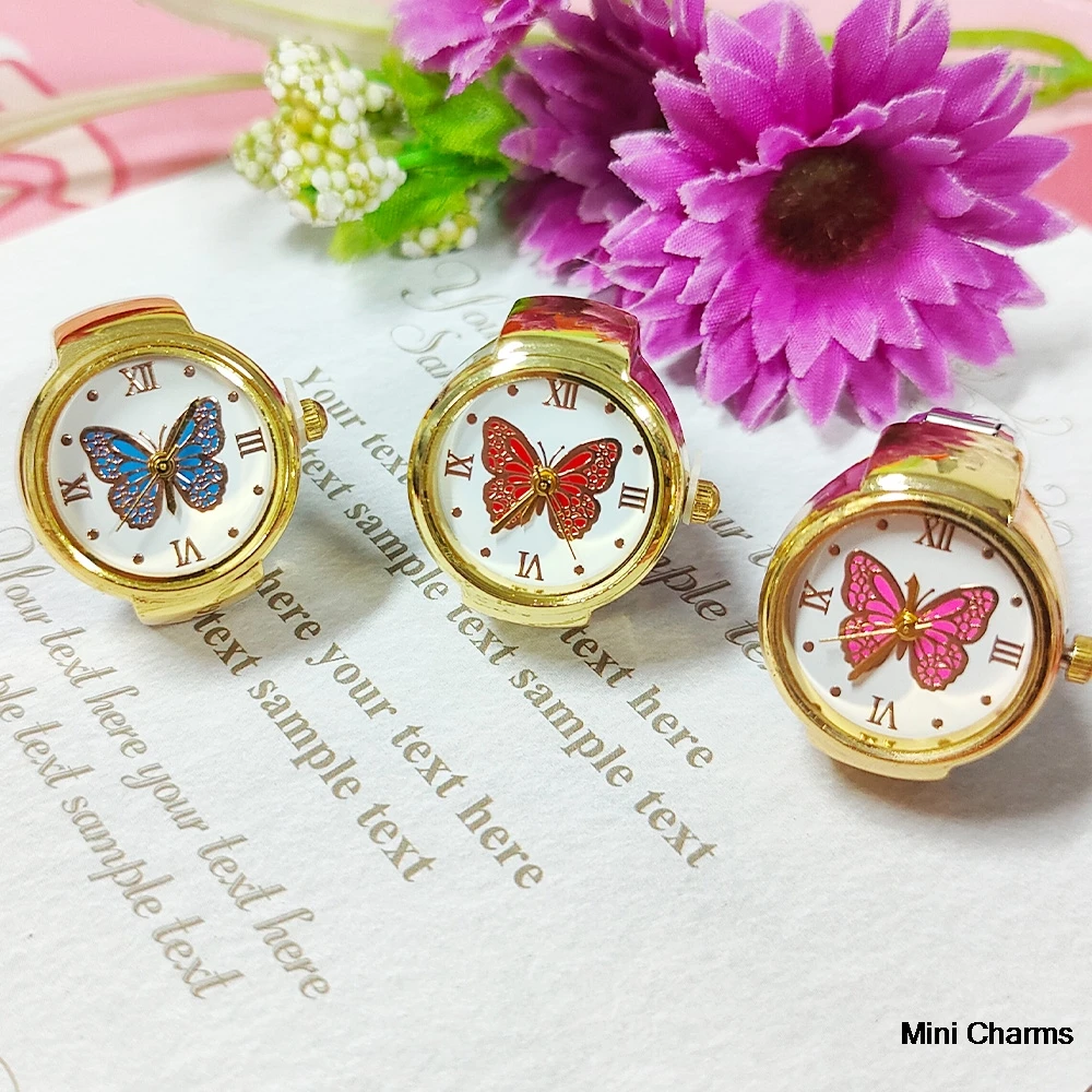 

Модные часы с бабочкой на палец, винтажные итальянские часы из нержавеющей стали с подвесным ремешком, римские кварцевые часы, кольца для женщин и дам