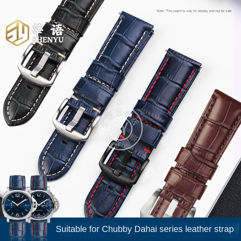 Shenyu 22mm 24mm 26mm cowhide watch strap For Panerai PAM688 PAM1312 PAM441 Blue brown black watchband bracelet male Female belt