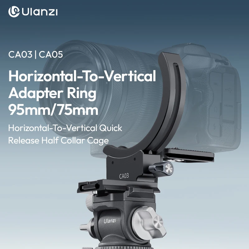 

Ulanzi CA03/CA05 Horizontal-To-Vertical Adapter Ring 95mm/75mm Quick Release Half Collar Cage for Sony Canon Nikon DSLR Camera