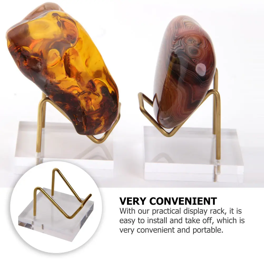 

1Pcs Crystal Specimen Pedestal Strong Acrylic Base with Metal Frame Easy Assembly Display Stand for Jewelry Mineral Collection