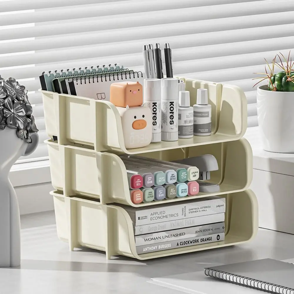 

Multifunctional Minimalism File Storage Tray Stackable Durable A4 File Rack INS Style Desktop Organizer Magazine